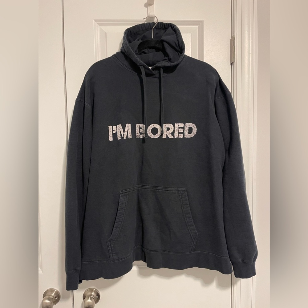 Port and Company ‘I’M BORED’ Hoodie Size 2XL Black